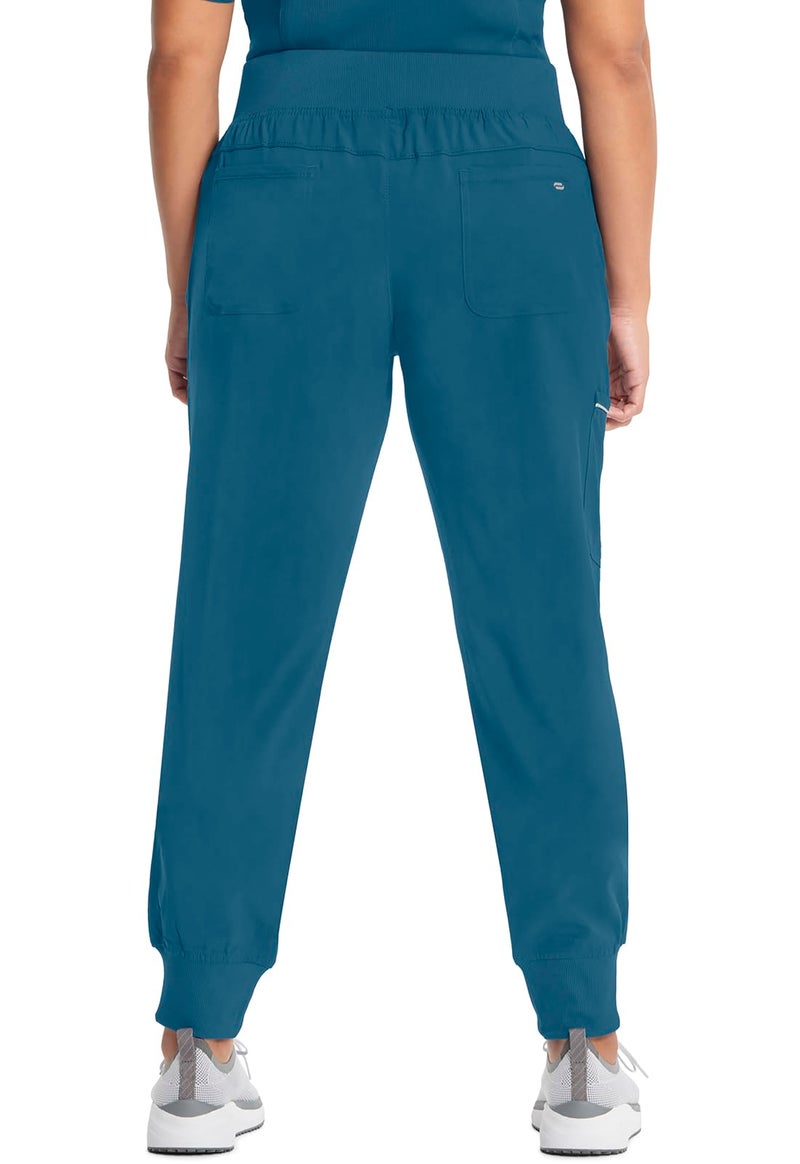 Cherokee Infinity Womens Scrub Jogger Pants, Mid Rise, Moisture Wicking, Wrinkle-Resistant, 360 Stretch, 5 Pockets - CK110A, S, Caribbean Blue - Image 2